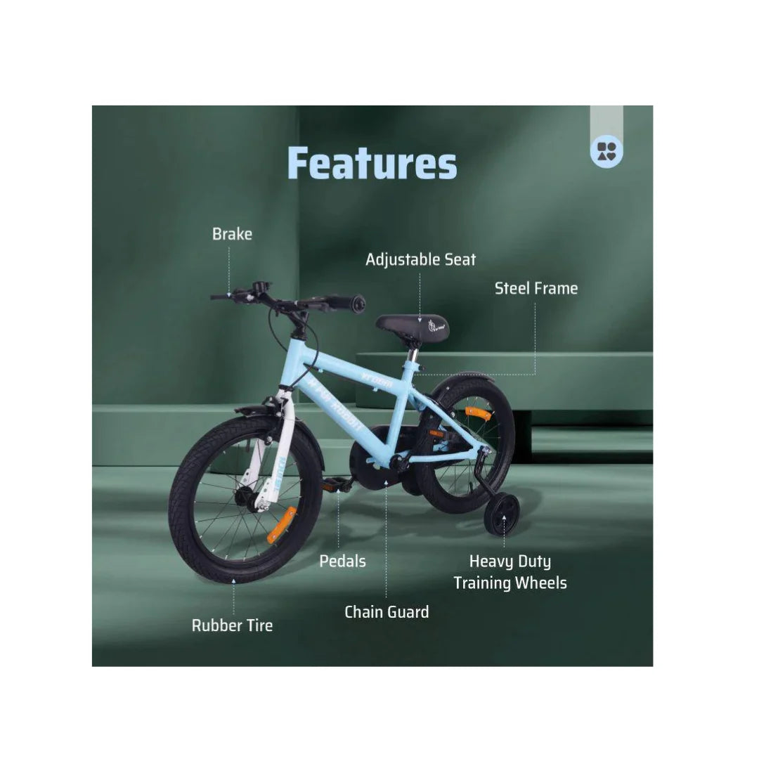 Kids bicycle with training wheels attached