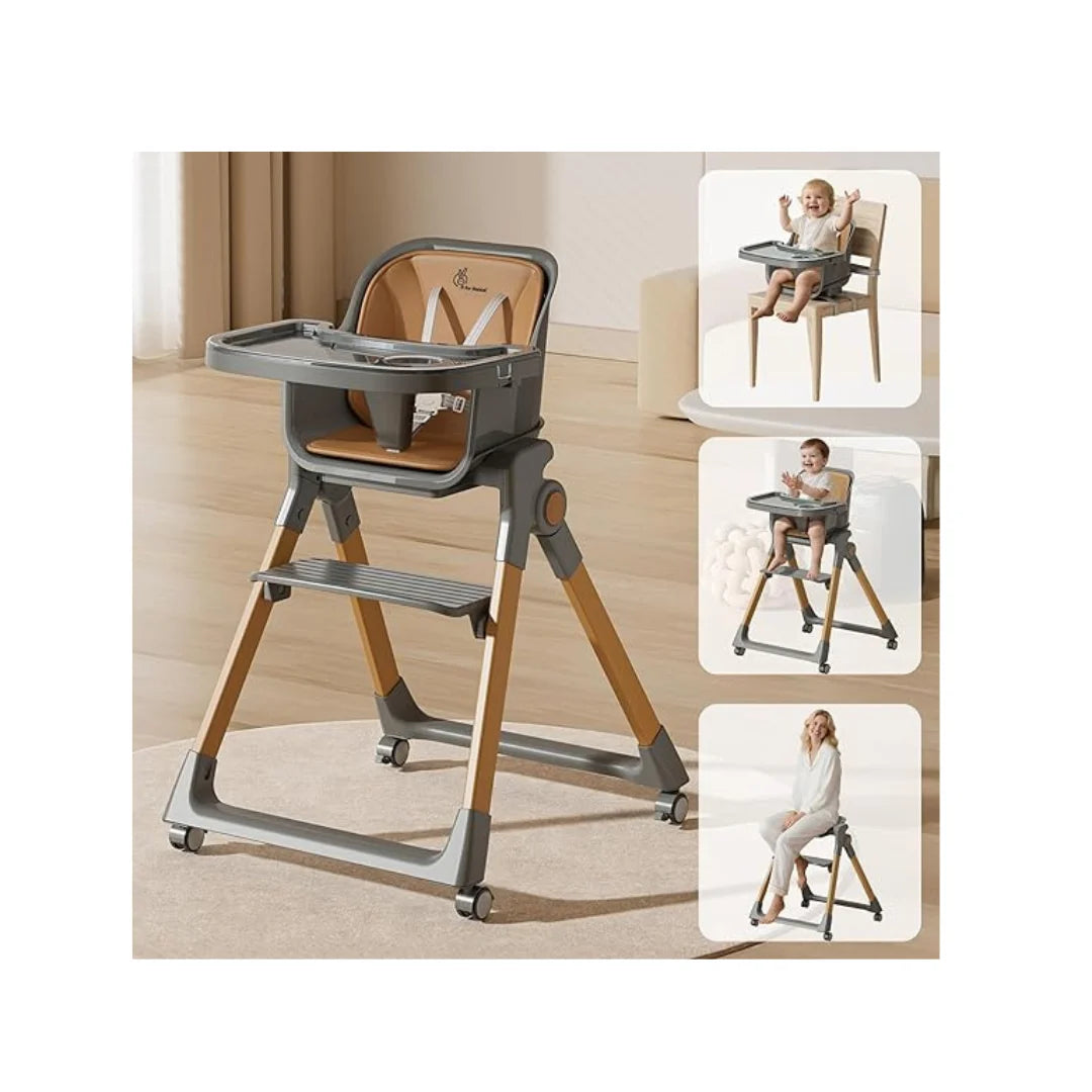 Foldable baby high chair with tray