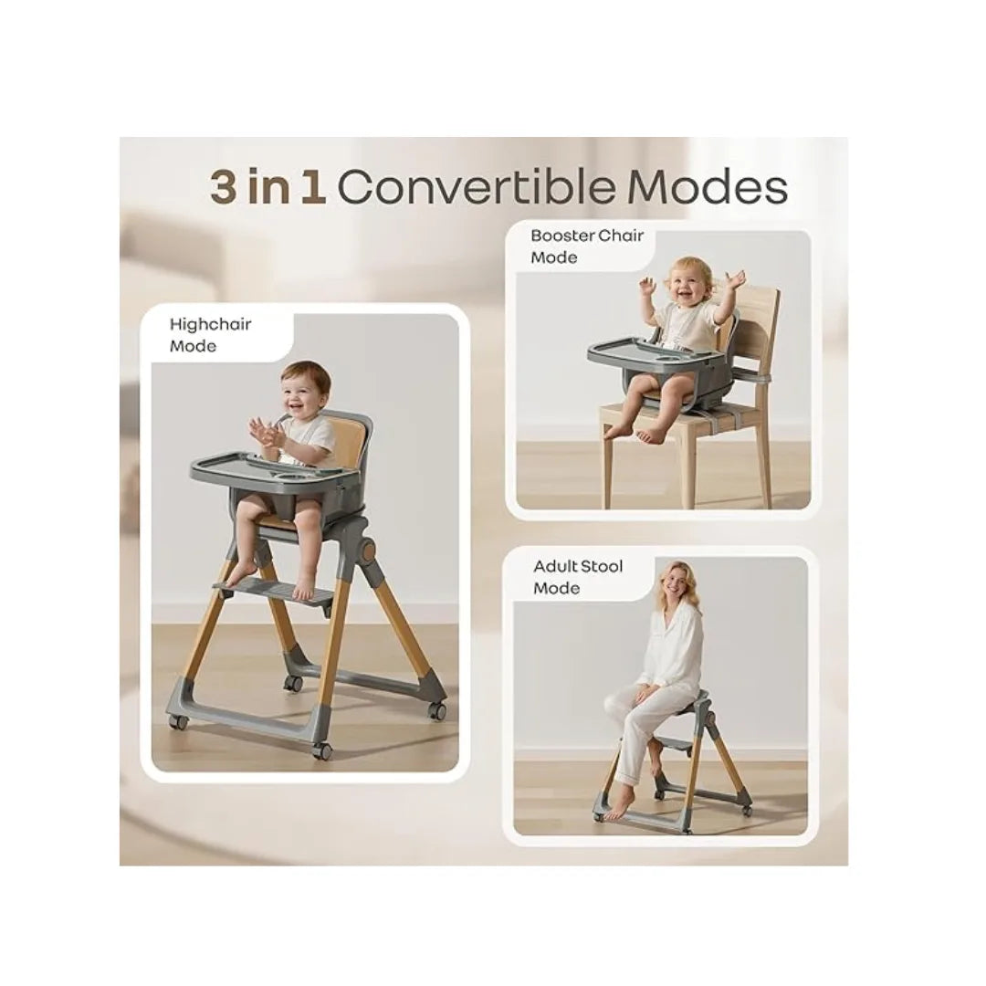 Foldable baby high chair with tray