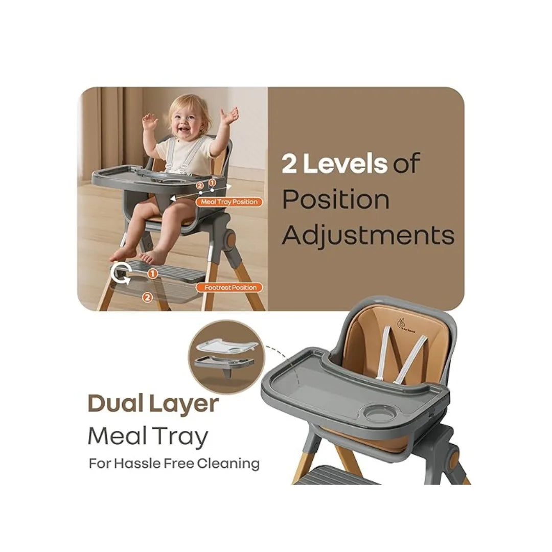 Foldable baby high chair with tray