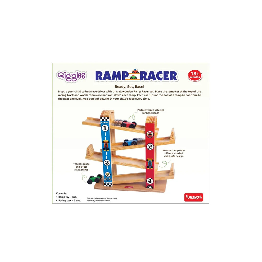 Ramp Racer,Wooden Racing Toy with 3 Mini Cars,Encourages Learning & Development,Motor Skills,Fun Activity for Kids (1 Years+)