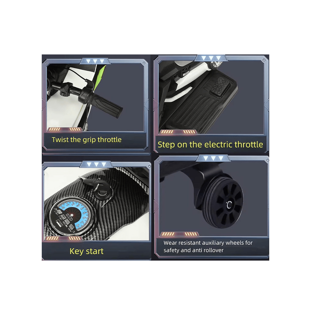 Baan Toys Ride-ons Baan Toys Rechargeable Battery Operated Ride on Bike for Kids, Electric Toy Bike with Leather Seat, Wheels Lights, Music and Key Start for Kids (2-10 Years)