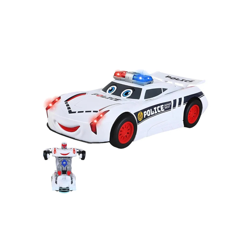 Robot transforming car toy with lights