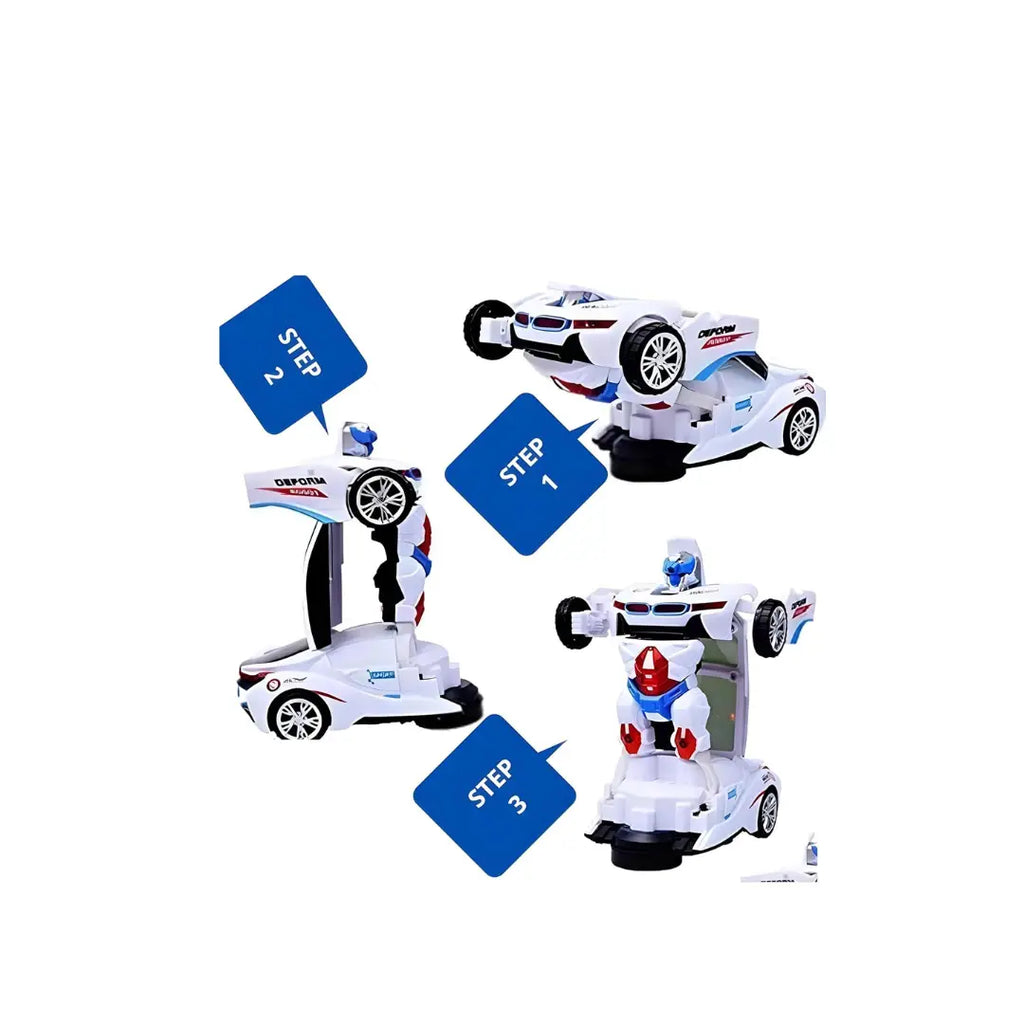 Robot transforming car toy with lights