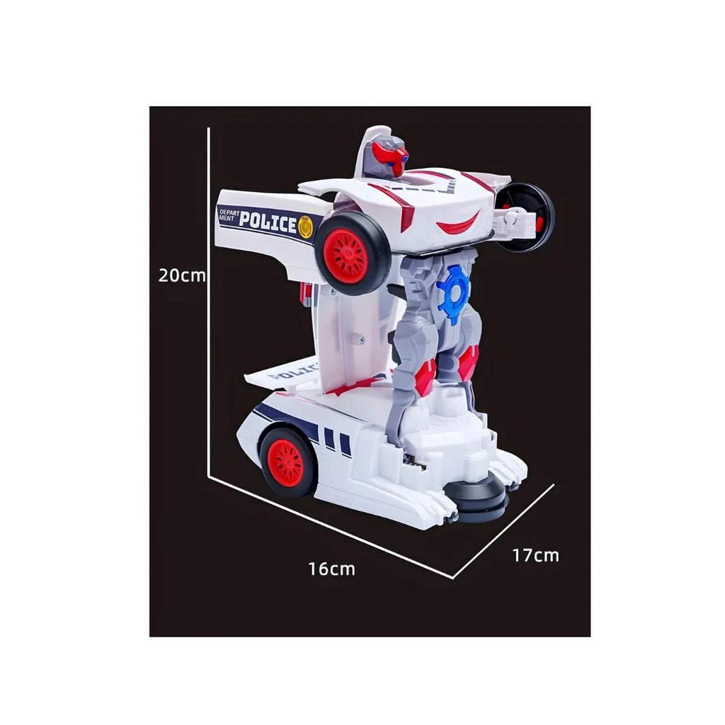 Robot transforming car toy with lights