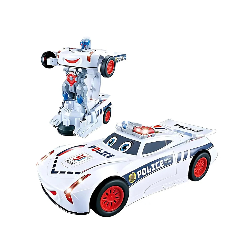 Robot transforming car toy with lights