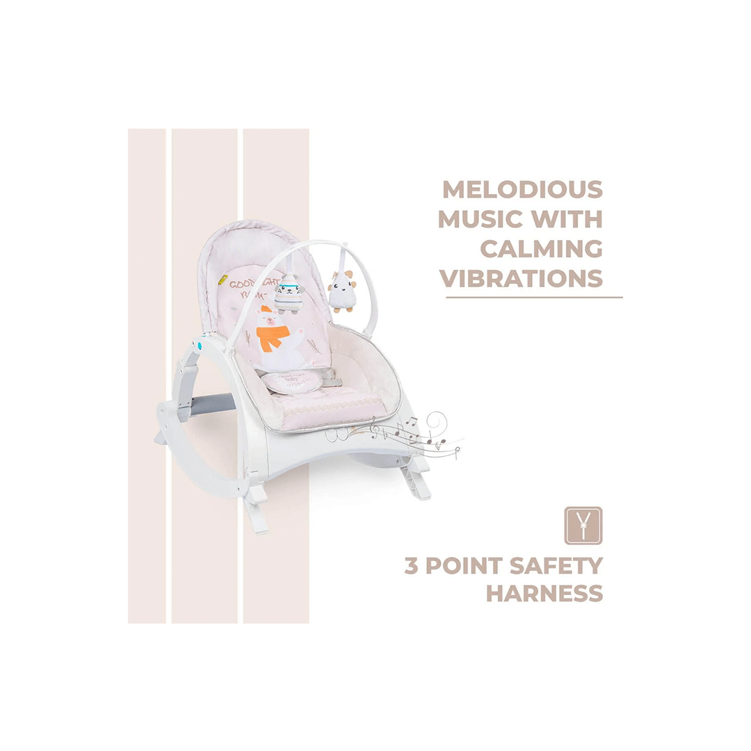 R for Rabbit Other Gears R For Rabbit 3 in 1 Rock N Play Rocker - Adjustable Backrest Recline, Detachable Toy Bar, Soothing Music & Vibration, Adjustable backrest, ( 0 Months+ )