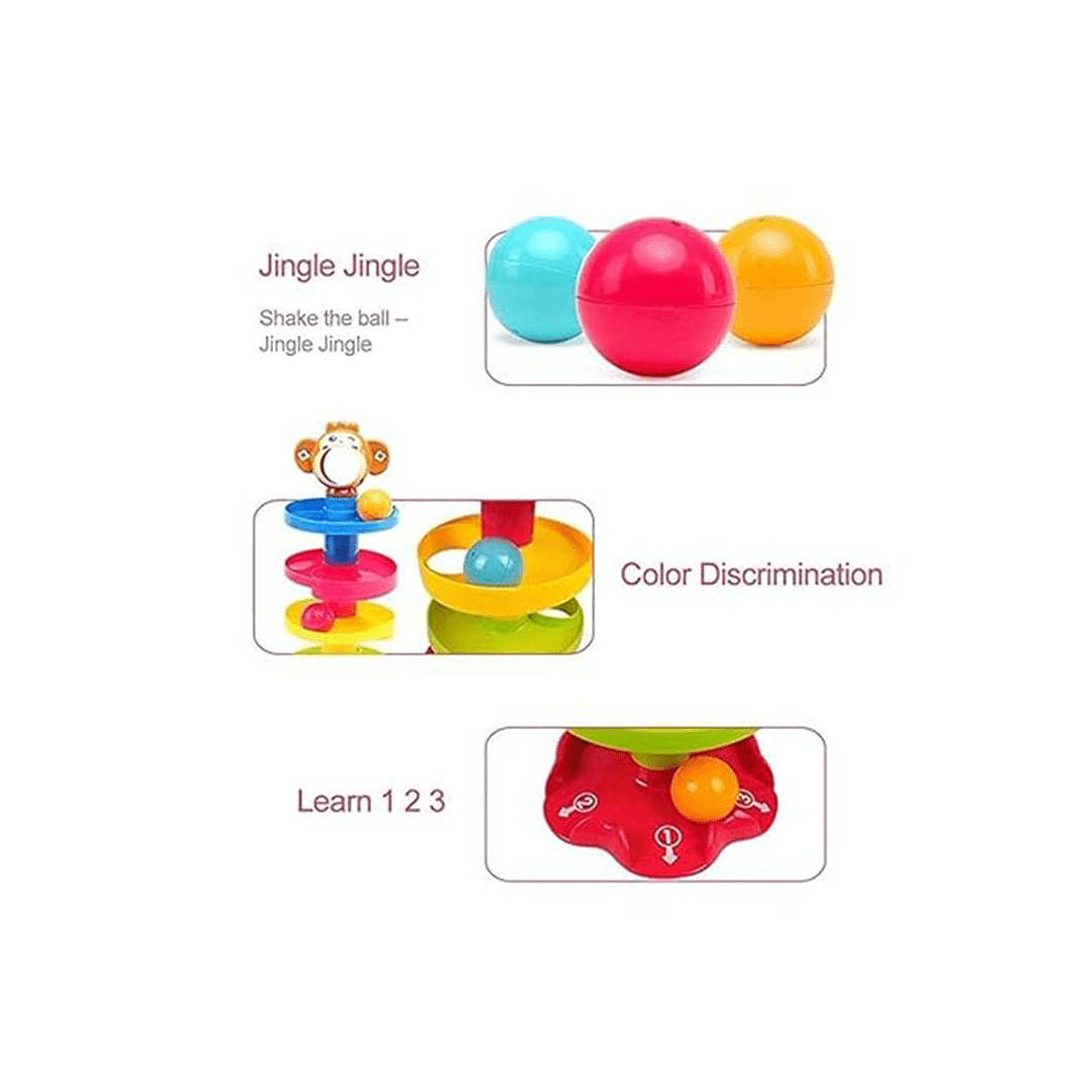 The Magic Lamps Toys 3-in-1 Learning Toy Set – Flash Card Reader, Roll Ball Monkey & Wooden Shape Stacker (1 Year+)