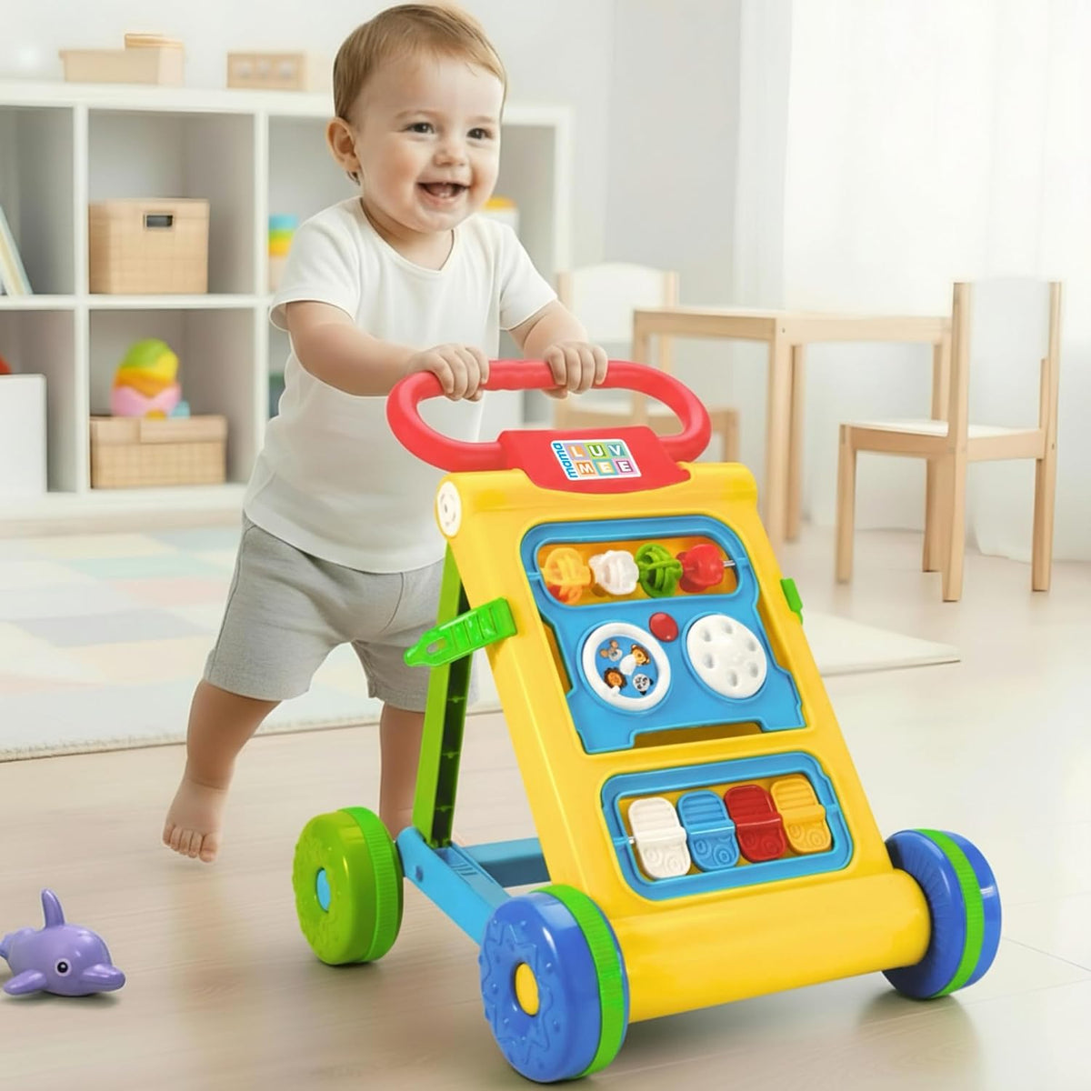 Star Baby Activity Walker Learning Push Walker for Babies 6 to 18 Months, Foldable Musical Walker with Recreational Toy (6 Months -2 Years) Color as Per Availability