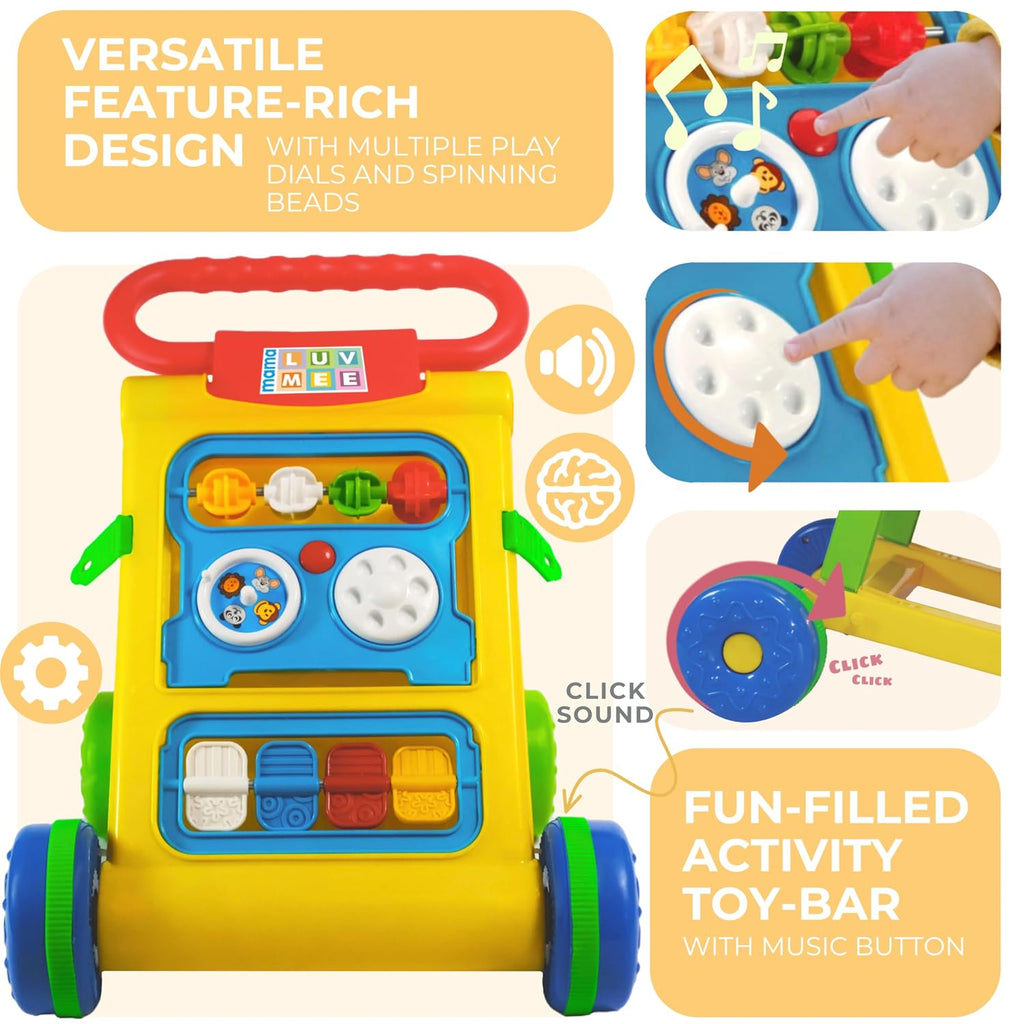 Star Baby Activity Walker Learning Push Walker for Babies 6 to 18 Months, Foldable Musical Walker with Recreational Toy (6 Months -2 Years) Color as Per Availability