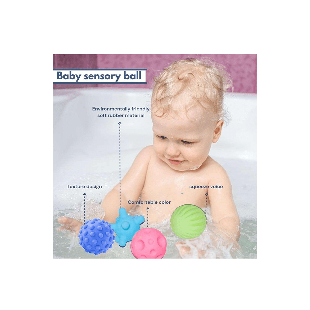 B4brain Toys B4Brain Sensory Balls Pack Of 6 | Colorful squeaky ball | Soft Plastic ball | Toys For Kids (7-14 Months)