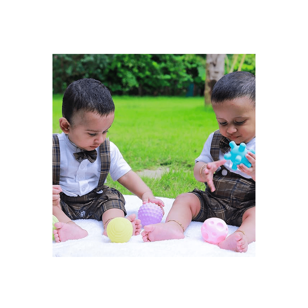 B4brain Toys B4Brain Sensory Balls Pack Of 6 | Colorful squeaky ball | Soft Plastic ball | Toys For Kids (7-14 Months)