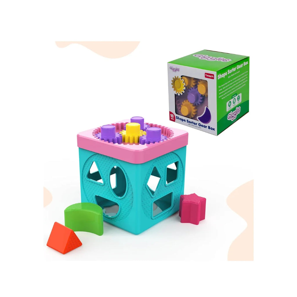 Shape Sorter Gear Box,Match & Learn Pink Colour with 4 Gears & 9 Multicolour Shapes,Fun Activity & Development,Educational Toy for Kids (6 Months+)