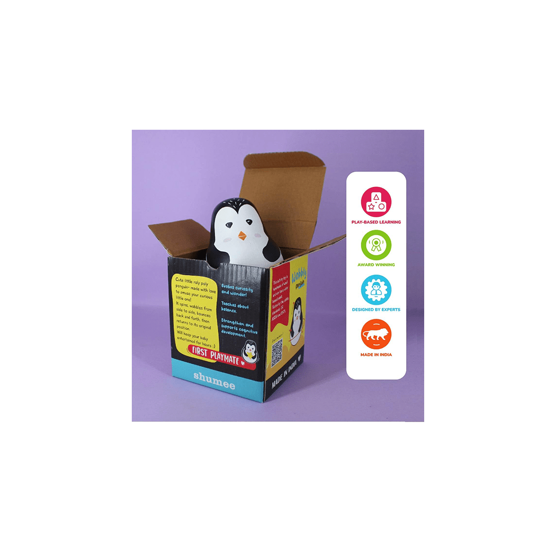 Shumee Toys Shumee Wooden Wobbly Roly Poly Toy- Penguin ( 1 Years+)