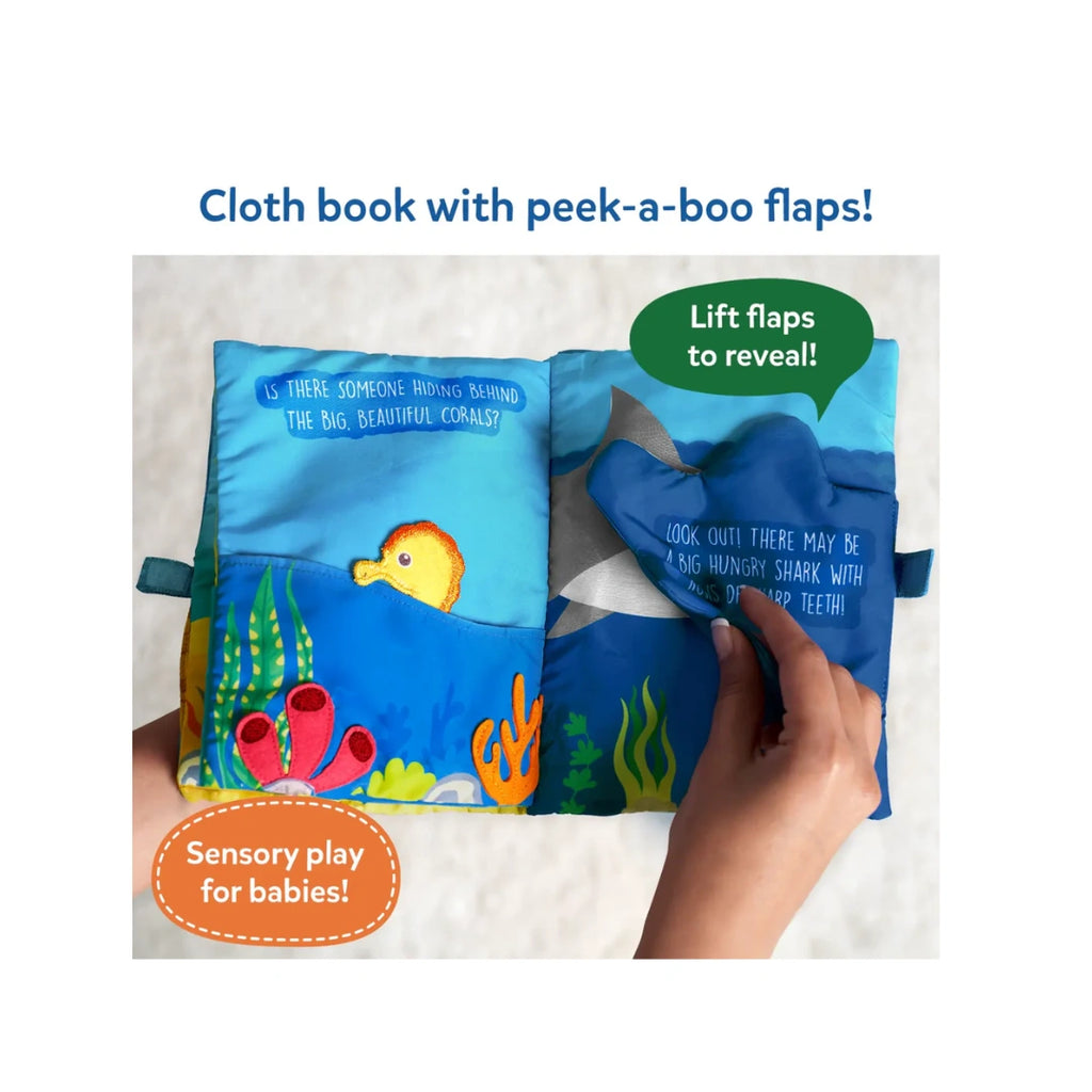 Skillmatics Peek-A-Boo Under The Sea Interactive Cloth Book ,Sensory Baby Book with Flaps,Crinkle Pages & 3D Animals (6+ Months)