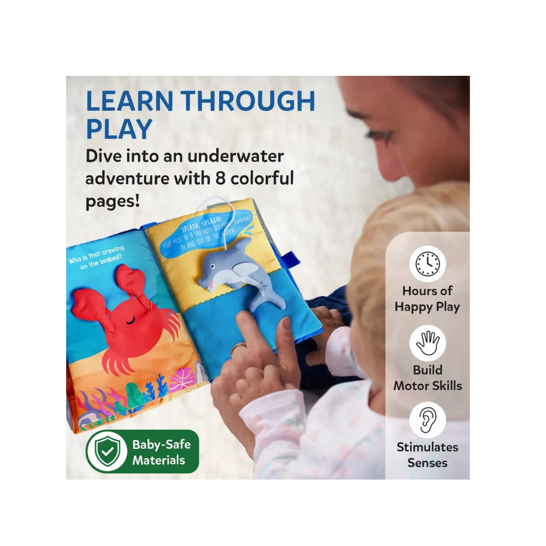 Skillmatics Peek-A-Boo Under The Sea Interactive Cloth Book ,Sensory Baby Book with Flaps,Crinkle Pages & 3D Animals (6+ Months)
