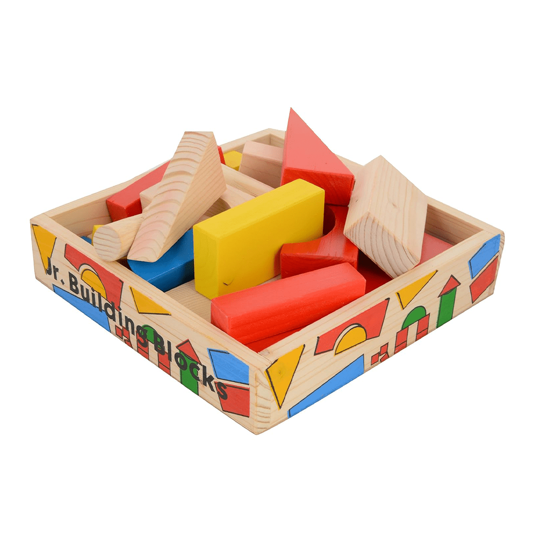 Skillofun Toys Skillofun Wooden Junior Building Blocks, Multi Color