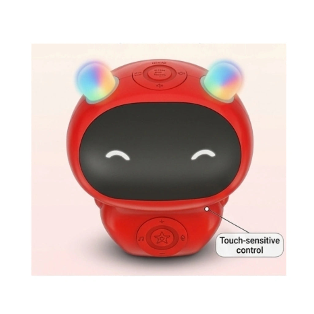 Kids smart toy with LED ears, touch control, and Bluetooth speaker.
