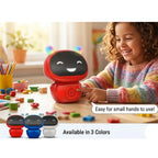Kids smart toy with LED ears, touch control, and Bluetooth speaker.
