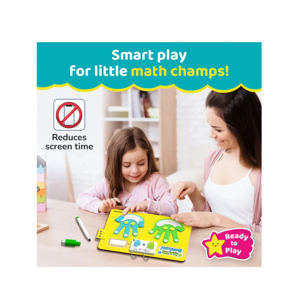 Smartivity Math Genius,Educational Toy for Kids,40+ Challenges, Foldable Finger Counting Hands,Learn Counting, Numbers, Addition & Subtraction (3 Years +)