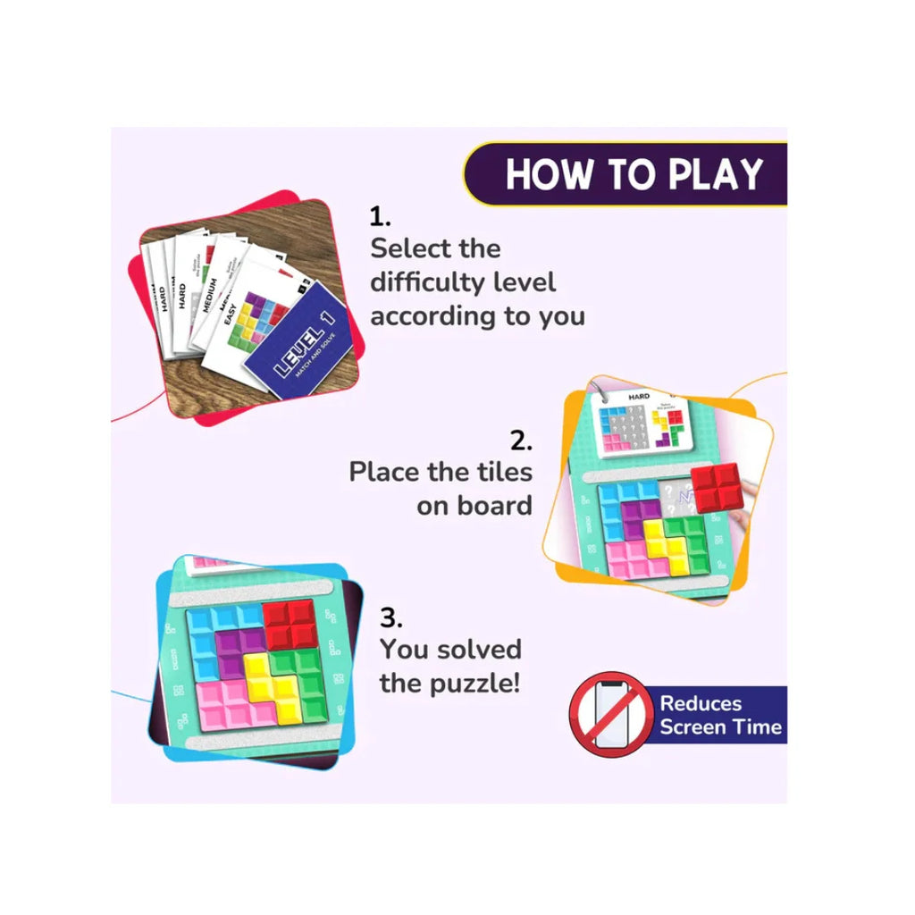 Smartivity Tetricks,Magnetic Puzzle Game for Kids,30+ Fun Brain Challenges with 6 Magnetic Shapes,Learning and Educational Toy (4-8 Years)