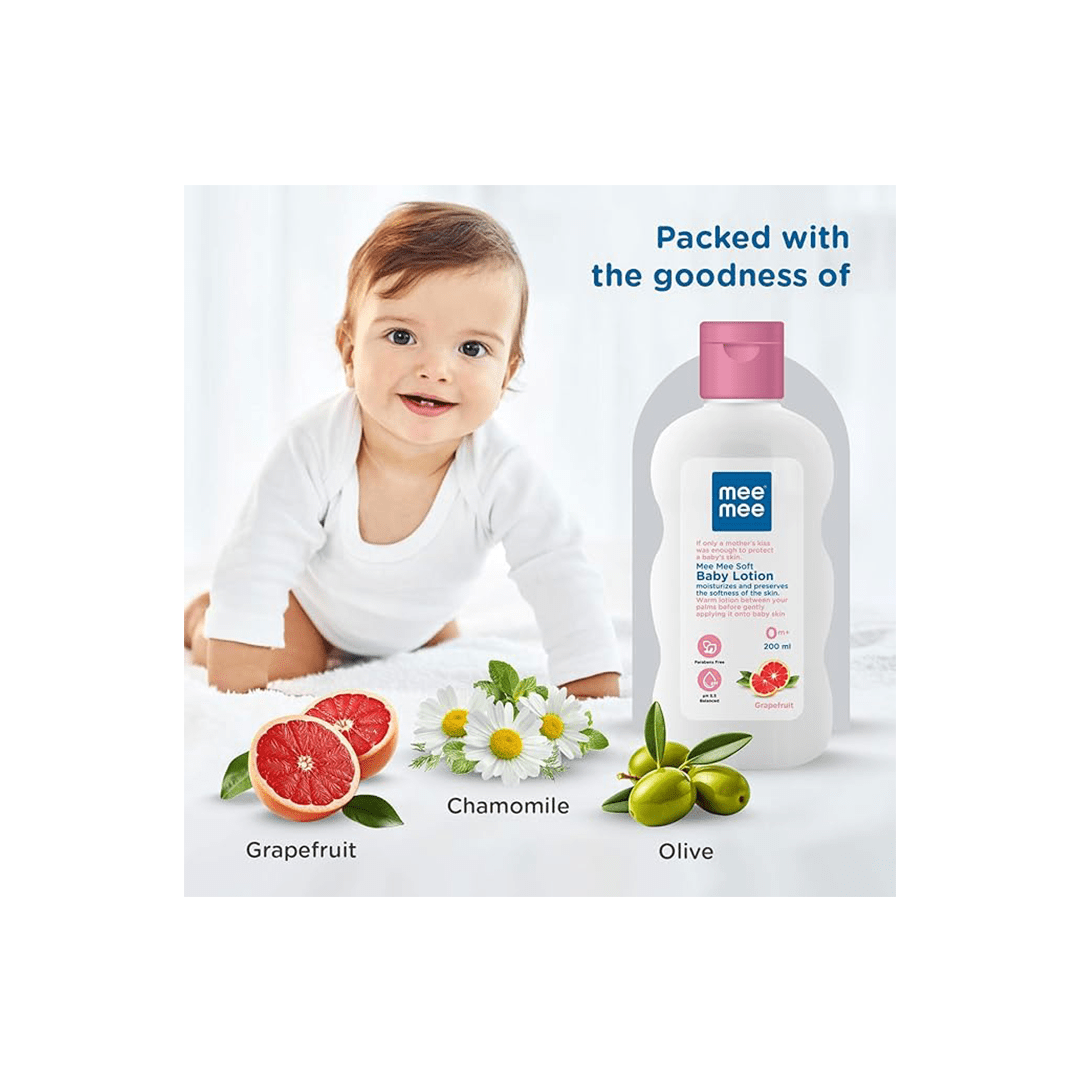 Mee Mee Baby Care Mee Mee Soft Moisturizing Baby Lotion With Fruit Extracts Contains Chamomile, rich in antioxidants( 1 Month+ )