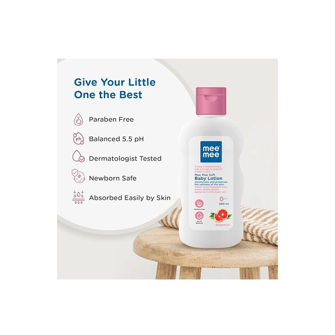 Mee Mee Baby Care Mee Mee Soft Moisturizing Baby Lotion With Fruit Extracts Contains Chamomile, rich in antioxidants( 1 Month+ )