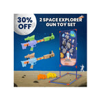 Kids playing foam ball shooting game indoors