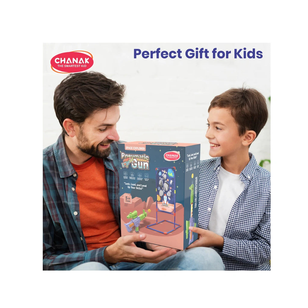 Kids playing foam ball shooting game indoors