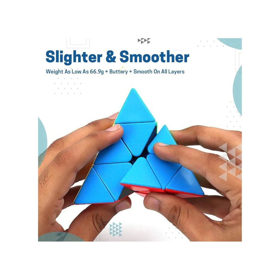 Triangle speed puzzle cube with stickerless colorful design.
