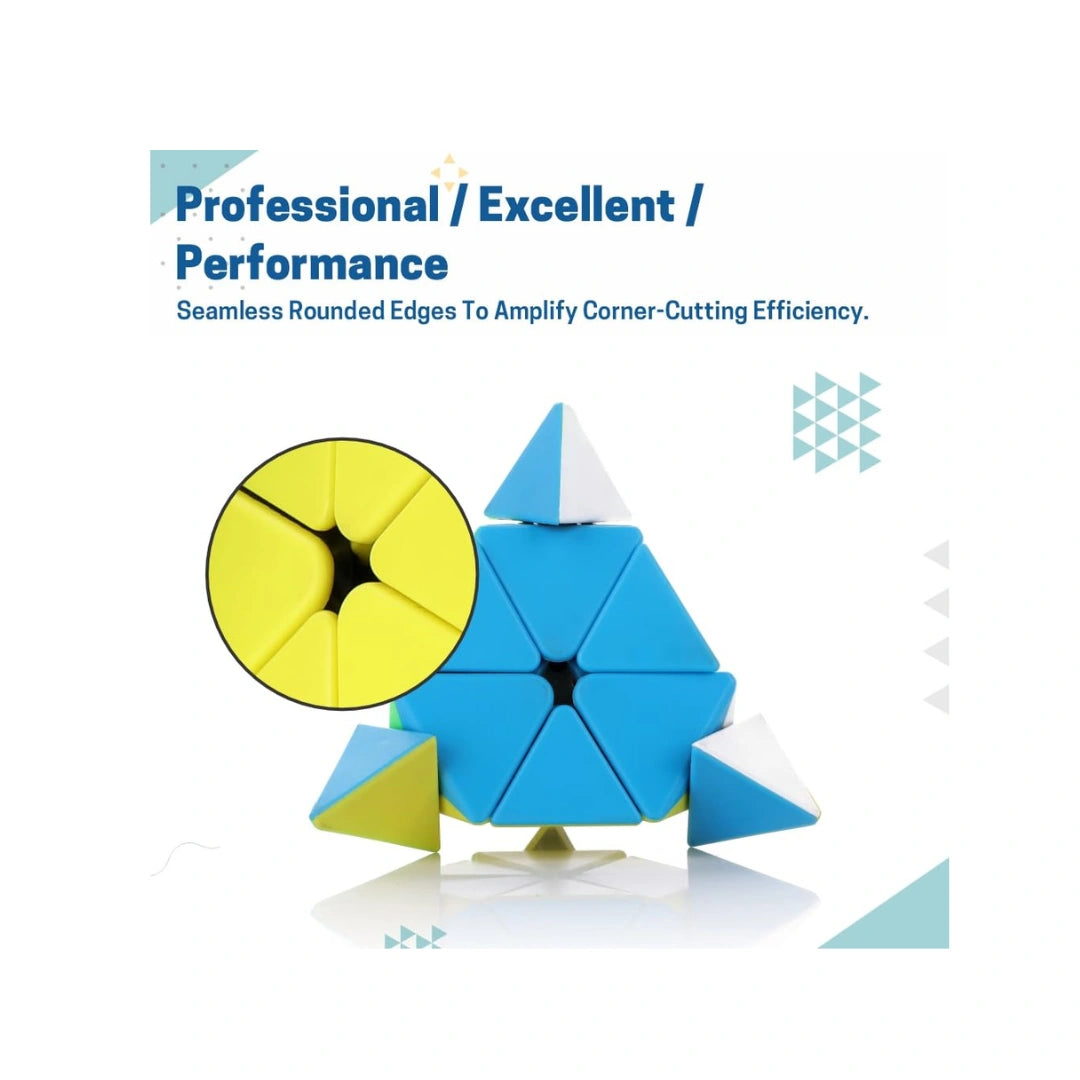 Triangle speed puzzle cube with stickerless colorful design.
