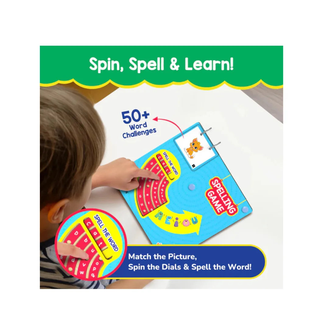 Spelling Game Learning Toy for Kids,Educational Word & Vocabulary Building Toy with Rotating Letter Wheels (4-8 Years)