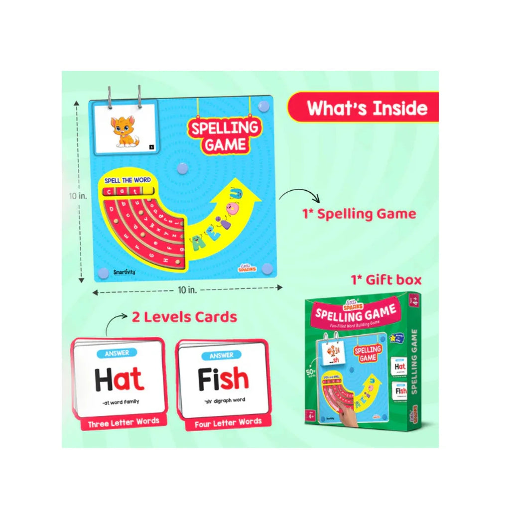 Spelling Game Learning Toy for Kids,Educational Word & Vocabulary Building Toy with Rotating Letter Wheels (4-8 Years)