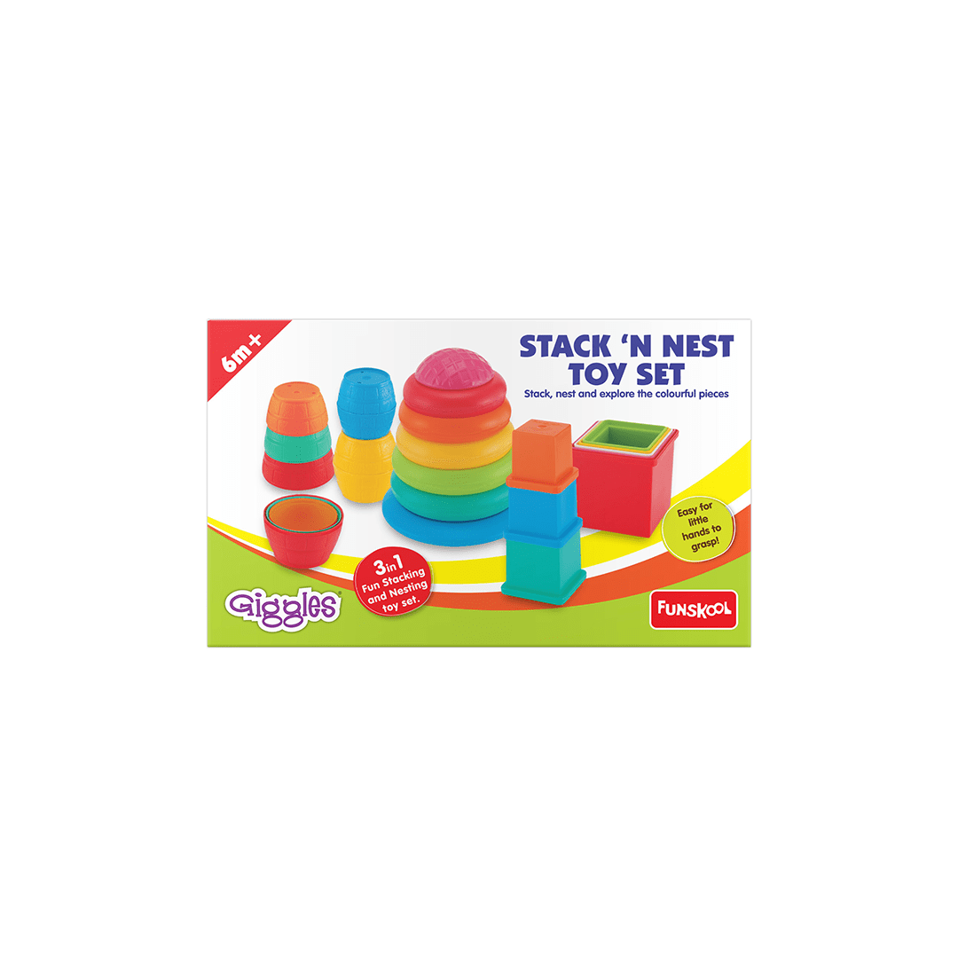 Funskool Toys Funskool Giggles Stack N Nest Toy Set 3 in 1 - Multi Color (6 months+)