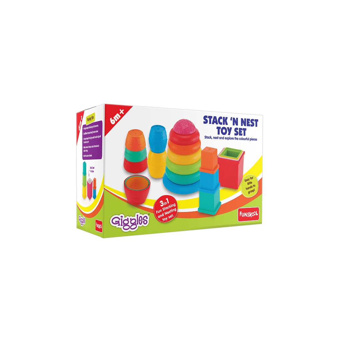 Funskool Toys Funskool Giggles Stack N Nest Toy Set 3 in 1 - Multi Color (6 months+)