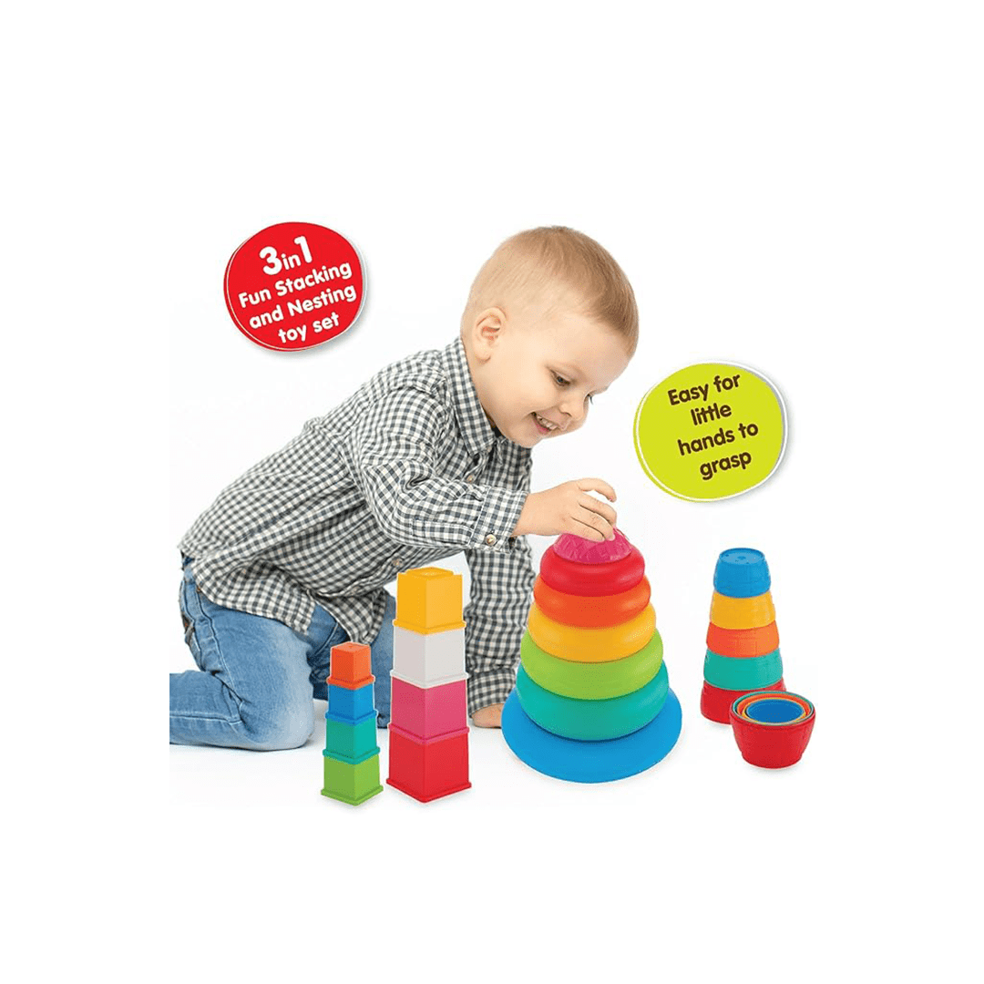 Funskool Toys Funskool Giggles Stack N Nest Toy Set 3 in 1 - Multi Color (6 months+)
