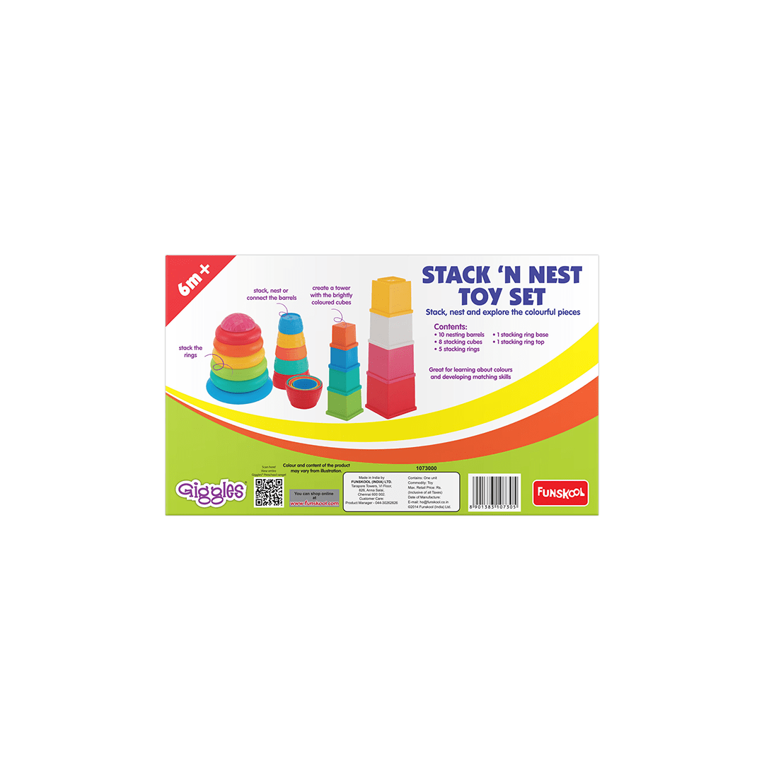 Funskool Toys Funskool Giggles Stack N Nest Toy Set 3 in 1 - Multi Color (6 months+)