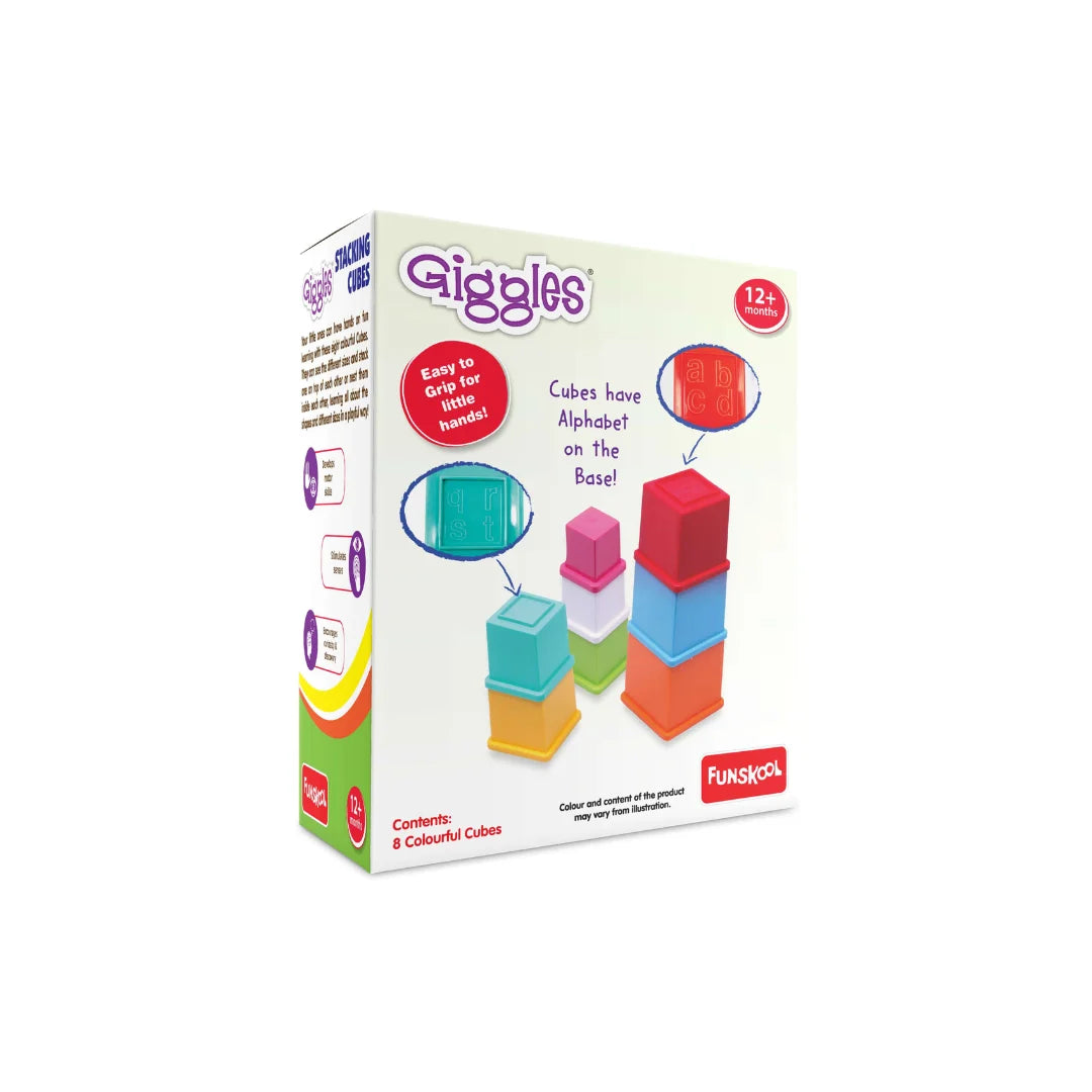 Stacking Multicolored Cubes,Blocks With Alphabet,Helps to Sort,Stack& Nest,for Babies & Kids (12 Months+)