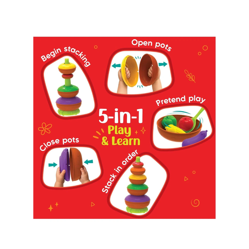 Colorful stacking pots toy