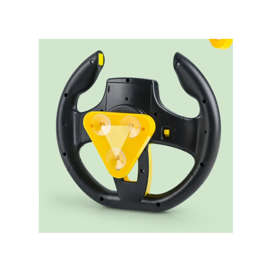 Black steering wheel toy with lights and music for kids driving play