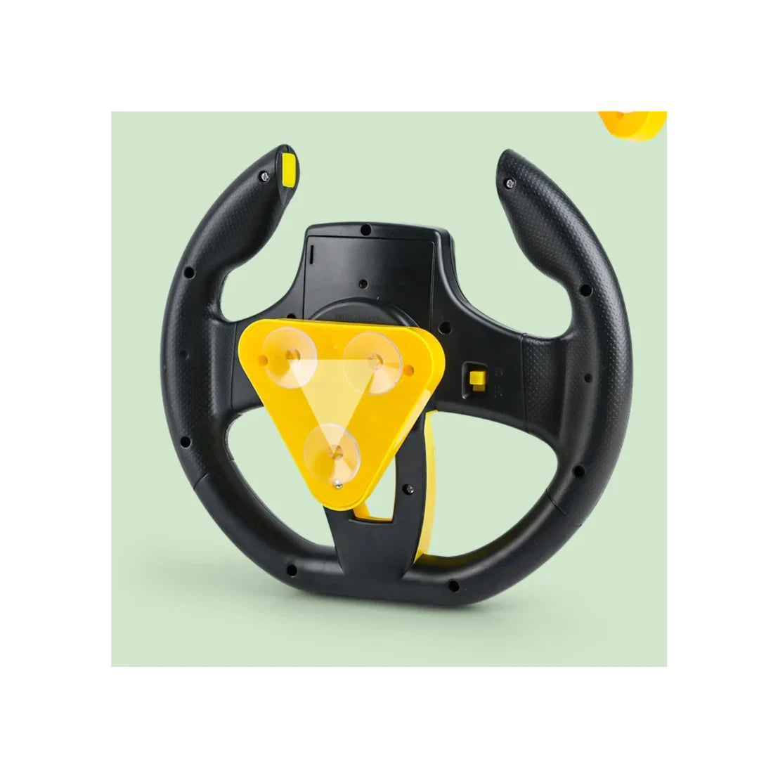 Black steering wheel toy with lights and music for kids driving play