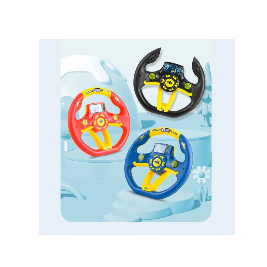 Black steering wheel toy with lights and music for kids driving play