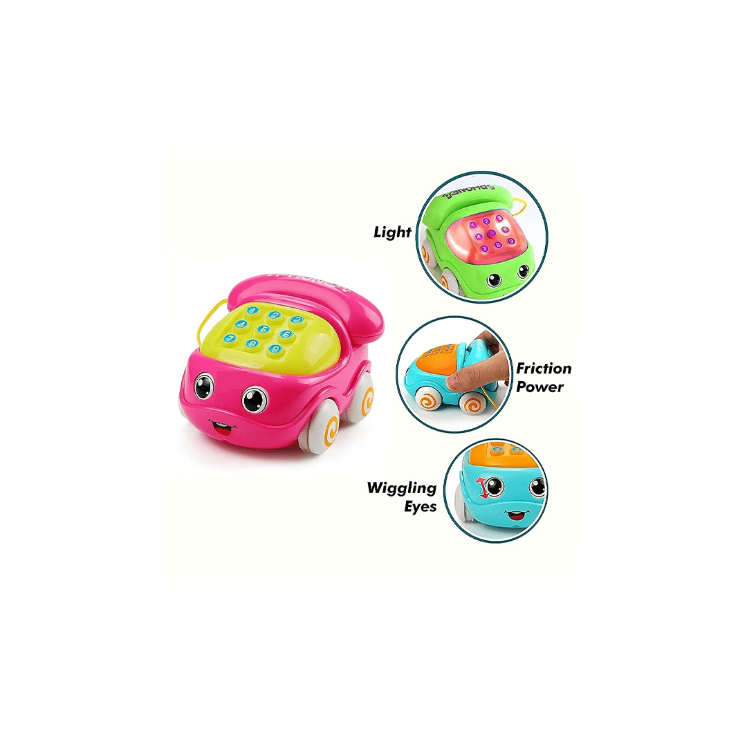 Baan Toys Toys Baan Toys Friction Powered Pull Along Musical Phone Car Toy for Kids, Electronic Music Multi-Functional Telephone Car Toy for Kids (1 Year+)