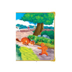 A gingerbread man runs away and meets a fox.