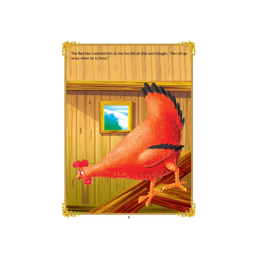 A clever hen escapes from a sly fox using her smart thinking.