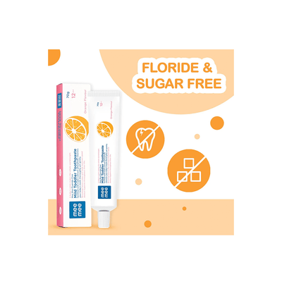 Mee Mee Baby Care Mee Mee Fluoride-Free Mild Toddler Toothpaste with Triple Calcium Orange Flavor, 70gms ( 12 Months+ )