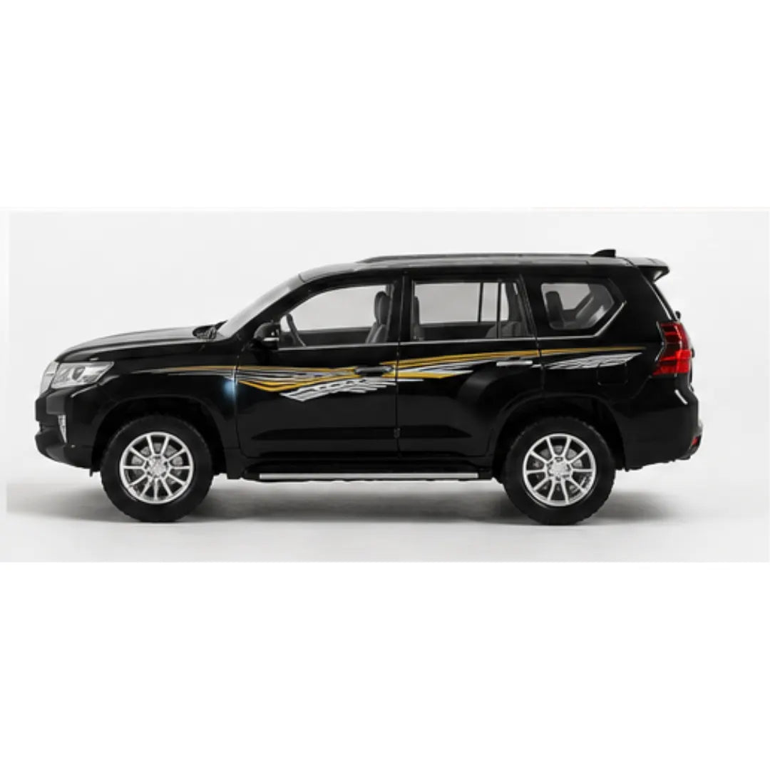 Toyota Land Cruiser Prado diecast toy car with lights, sound, and pull-back action