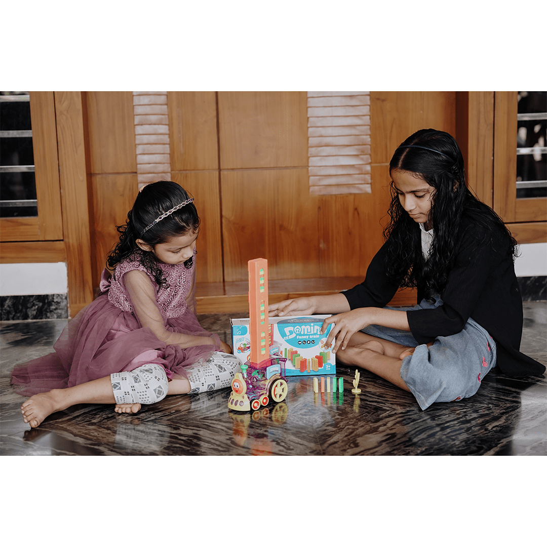 Baan Toys Toys Baan Toys Domino Toy Train Set 60 Pcs Domino Block Set, Domino Rally Train Model with Lights and Sounds Construction and Stacking Toys (3 Years+)