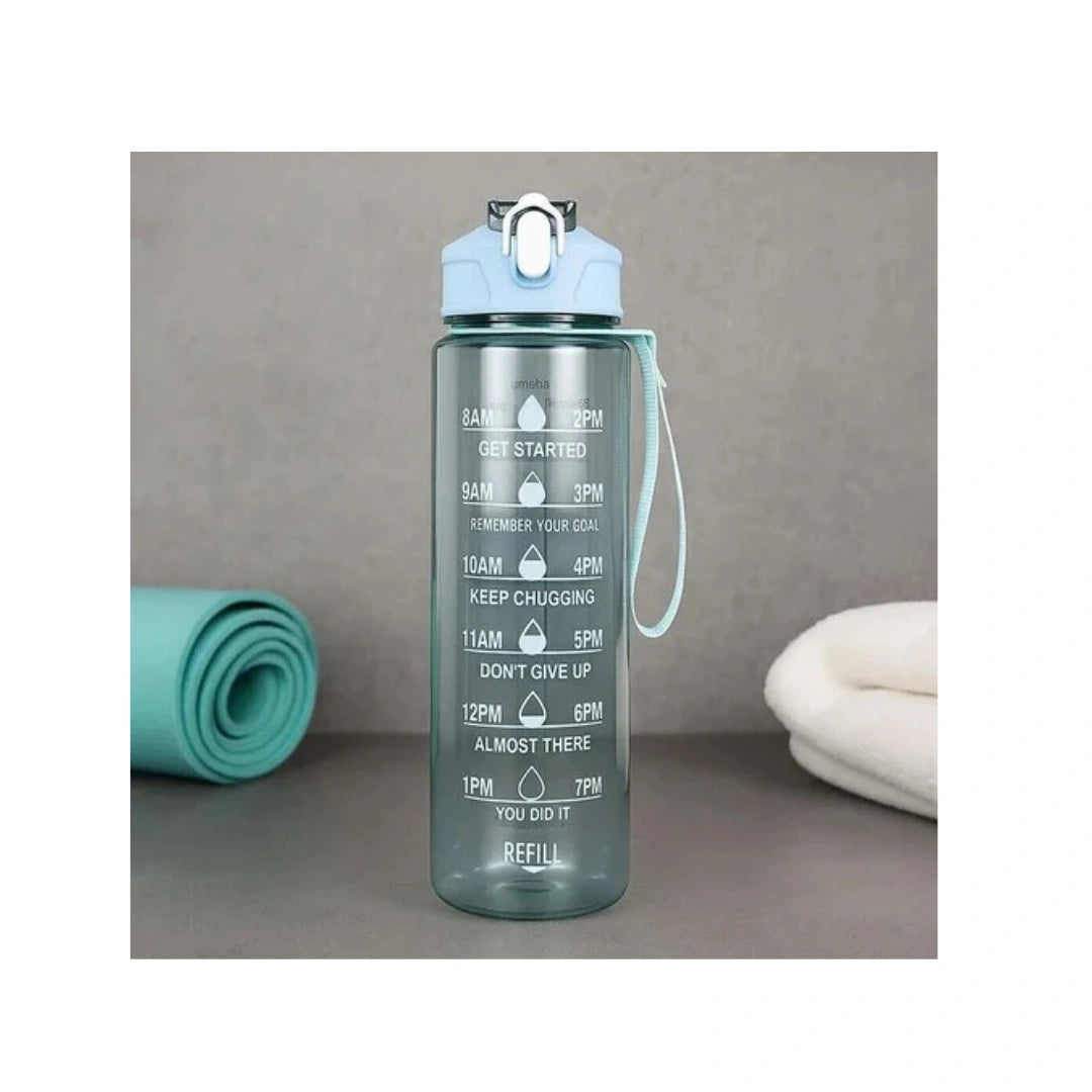 Bottle with Time Marker Sipper Bottle with Straw & Secure Locking Flip Lid