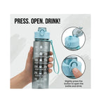 Bottle with Time Marker Sipper Bottle with Straw & Secure Locking Flip Lid
